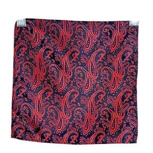 Men's 100% Silk Pocket Square Handkerchief Red Paisley Wedding Business Formal